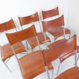 Set of 6 of italian vintage Arrben dining chairs, 1980s - Cognac Leather