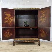 Vintage Chinese cabinet with birds & flowers, red & gold (bohemian)