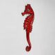 Belgian Ceramic Red Seahorse Plaque by André Bayer, 1960s