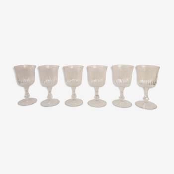 Set de 6 verres à pied en verre ciselé