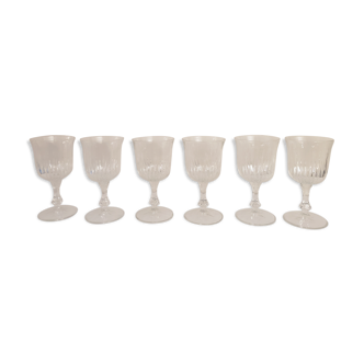 6 chiseled glass foot glasses