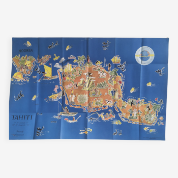 Vintage map of Tahiti