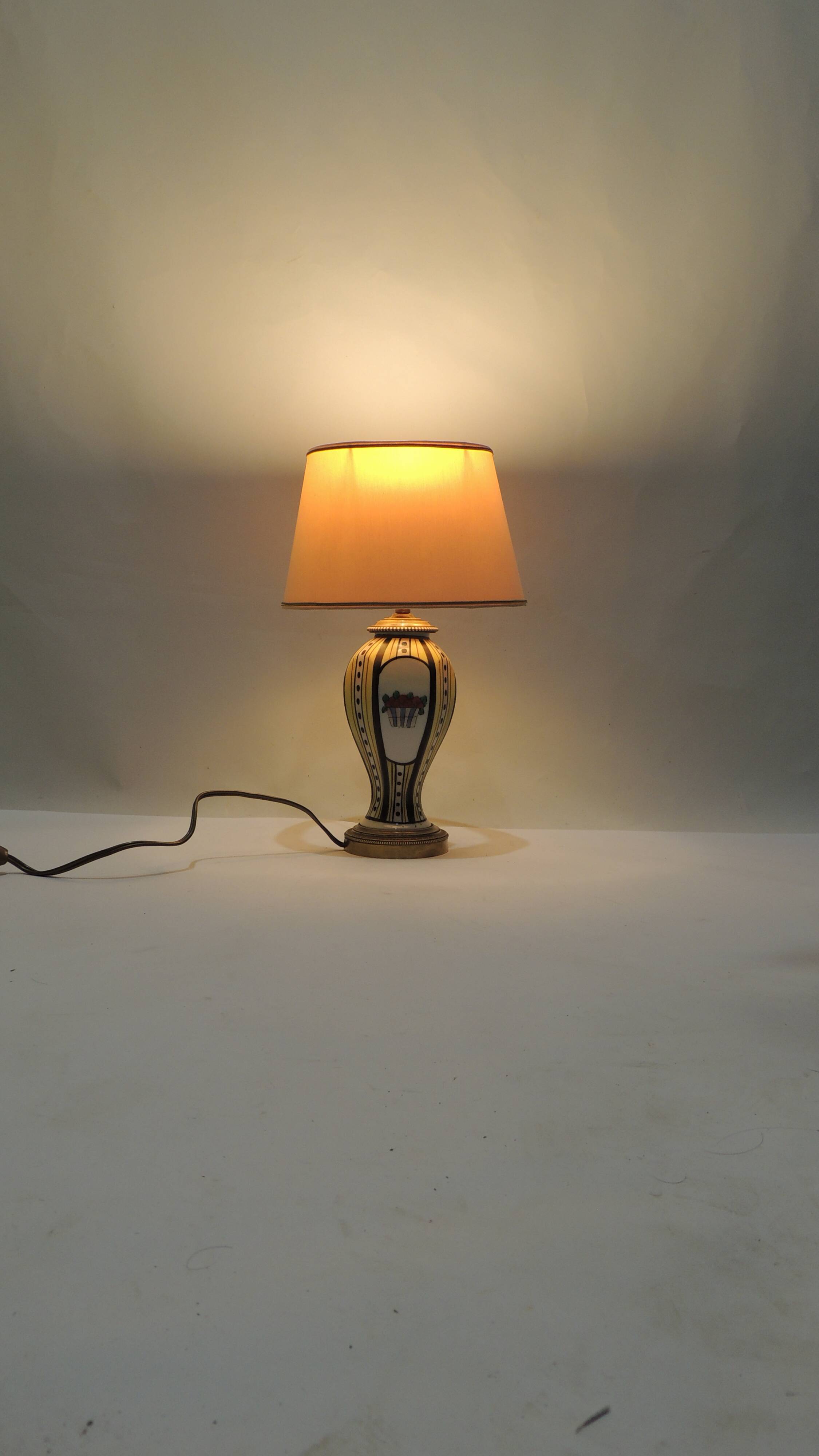 1930s ceramic lamp and bronze/vintage frame