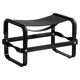 Black smoked steel and black leather footrest, contemporary style.