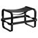 Black smoked steel and black leather footrest, contemporary style.