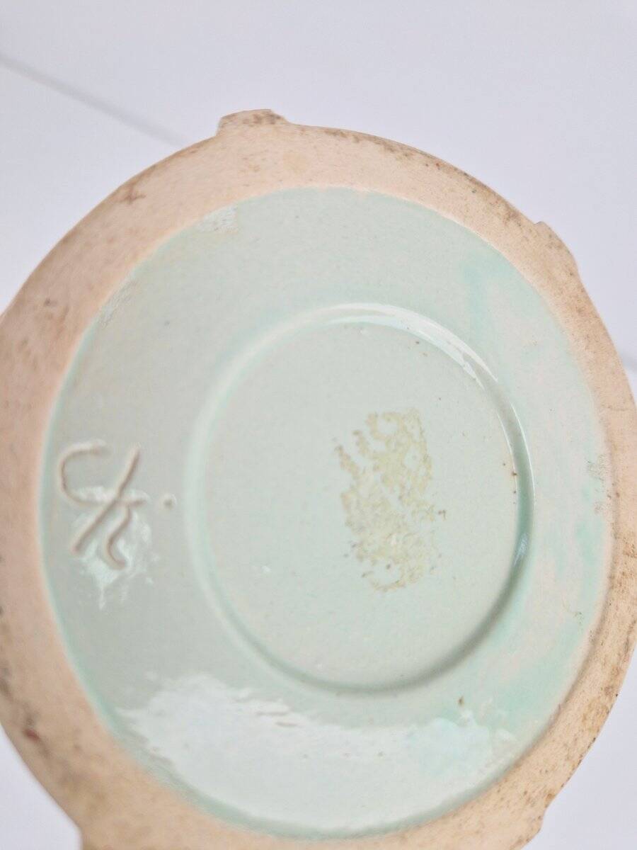 Art Deco Ceramic Pastel Green Vase by C. K., 1930s