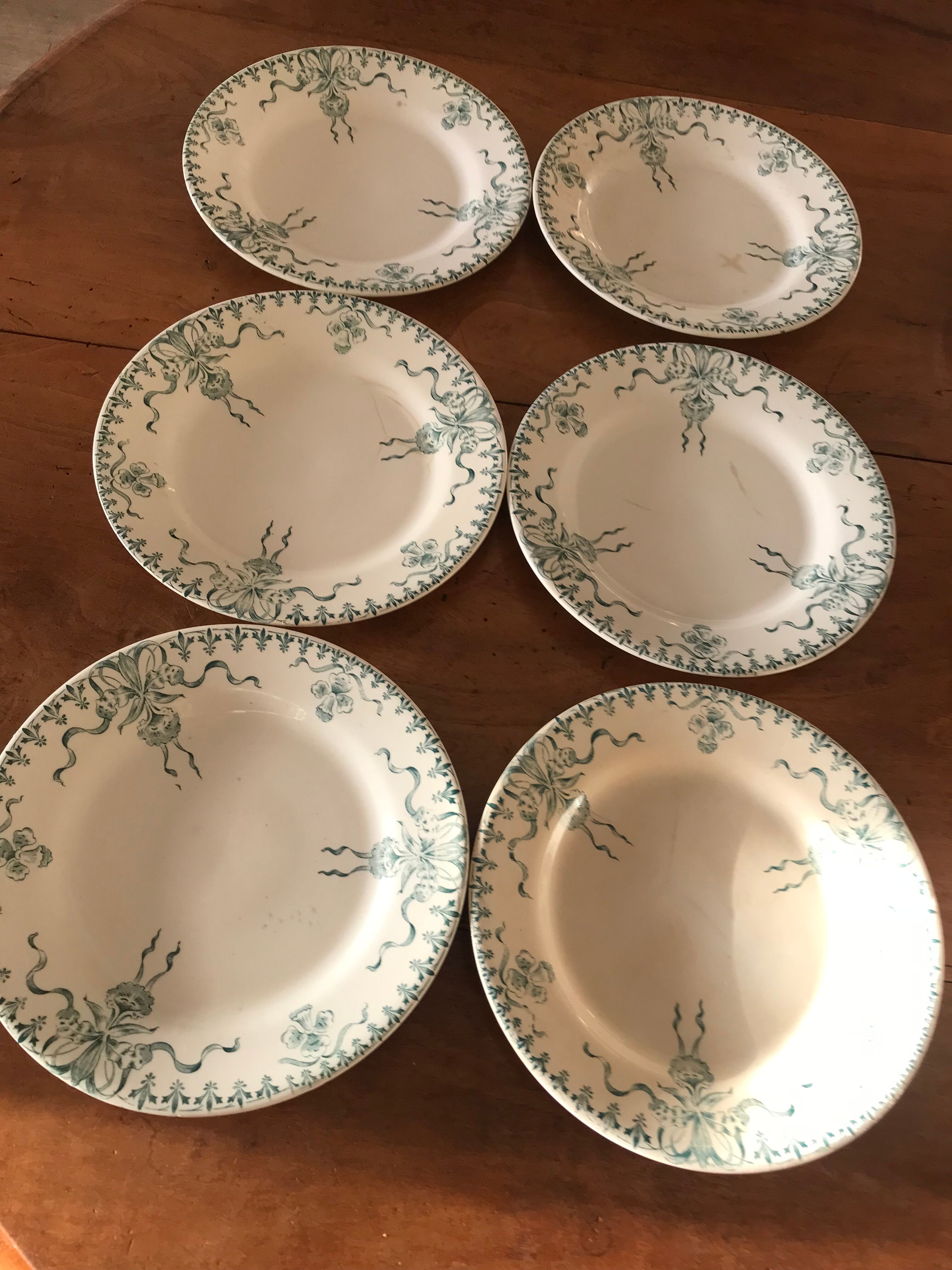 Antique opaque porcelain plates from gien "venice"