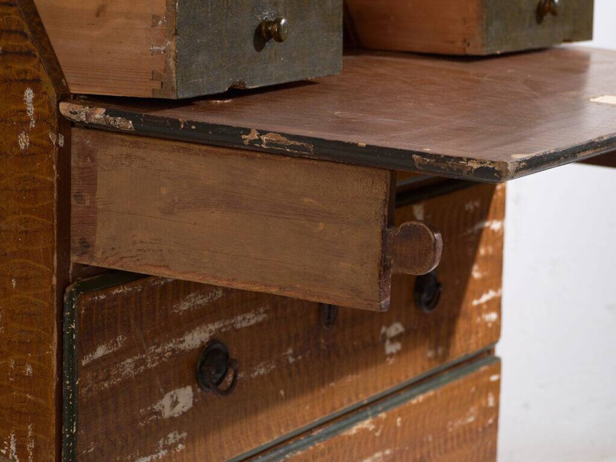 Swedish drop-leaf desk, antique – Scandinavian folk furniture – year 1783
