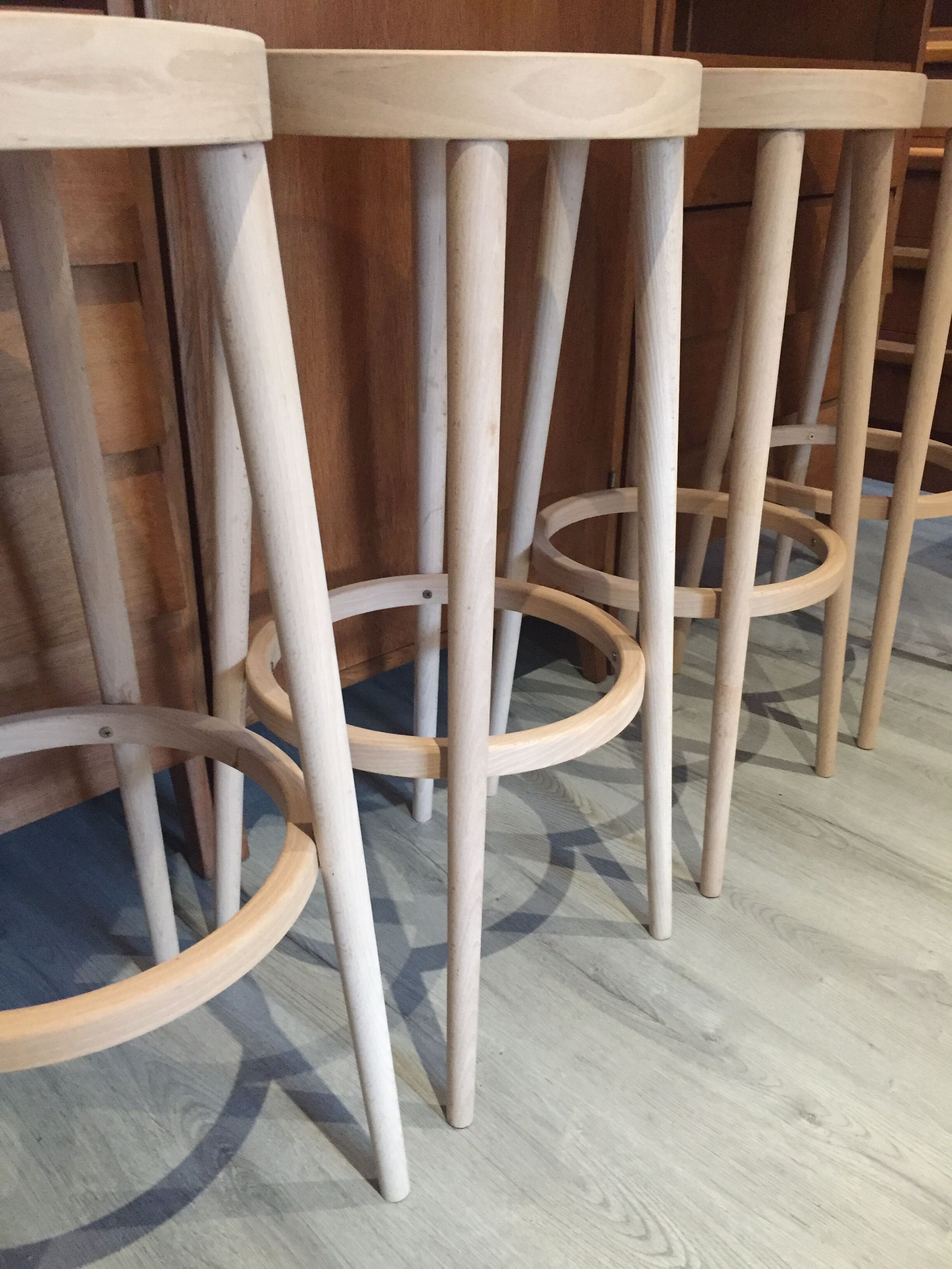Suite of 4 Baumann stools in raw wood