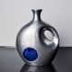 Biomorphic vase by Art3, aluminum and blue glazed ceramic, Spain, 1980