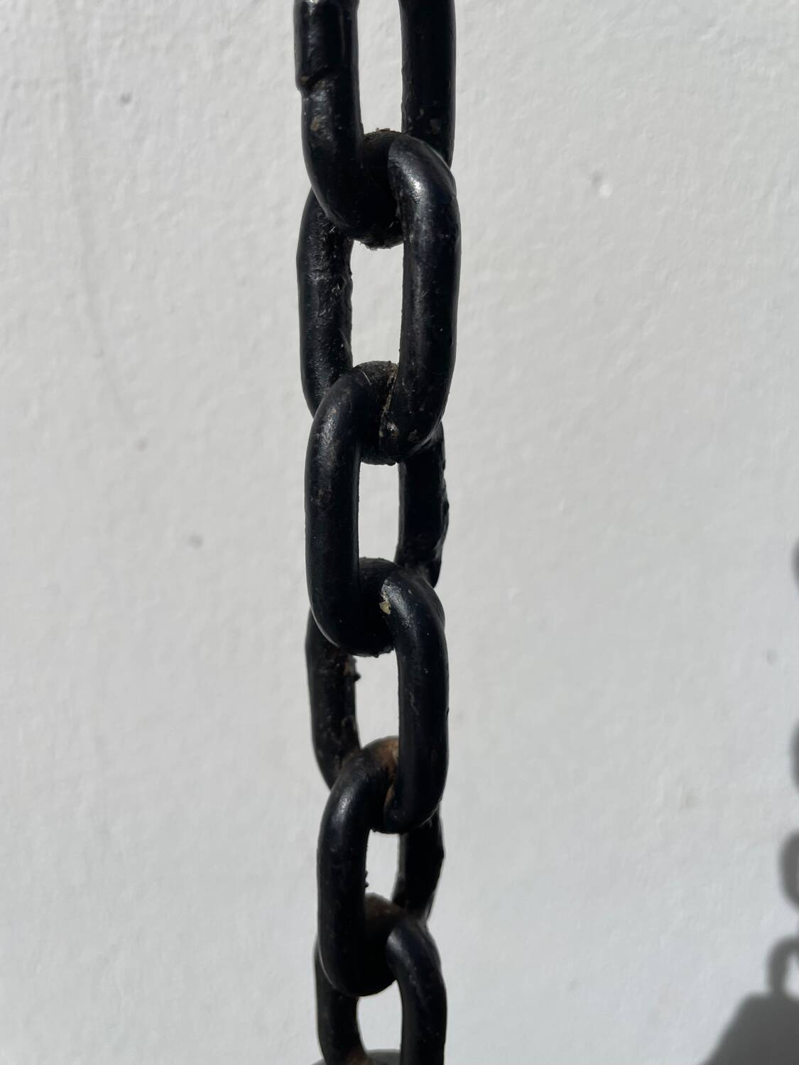 Brutalist wood and metal chain candle holder