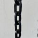 Brutalist wood and metal chain candle holder