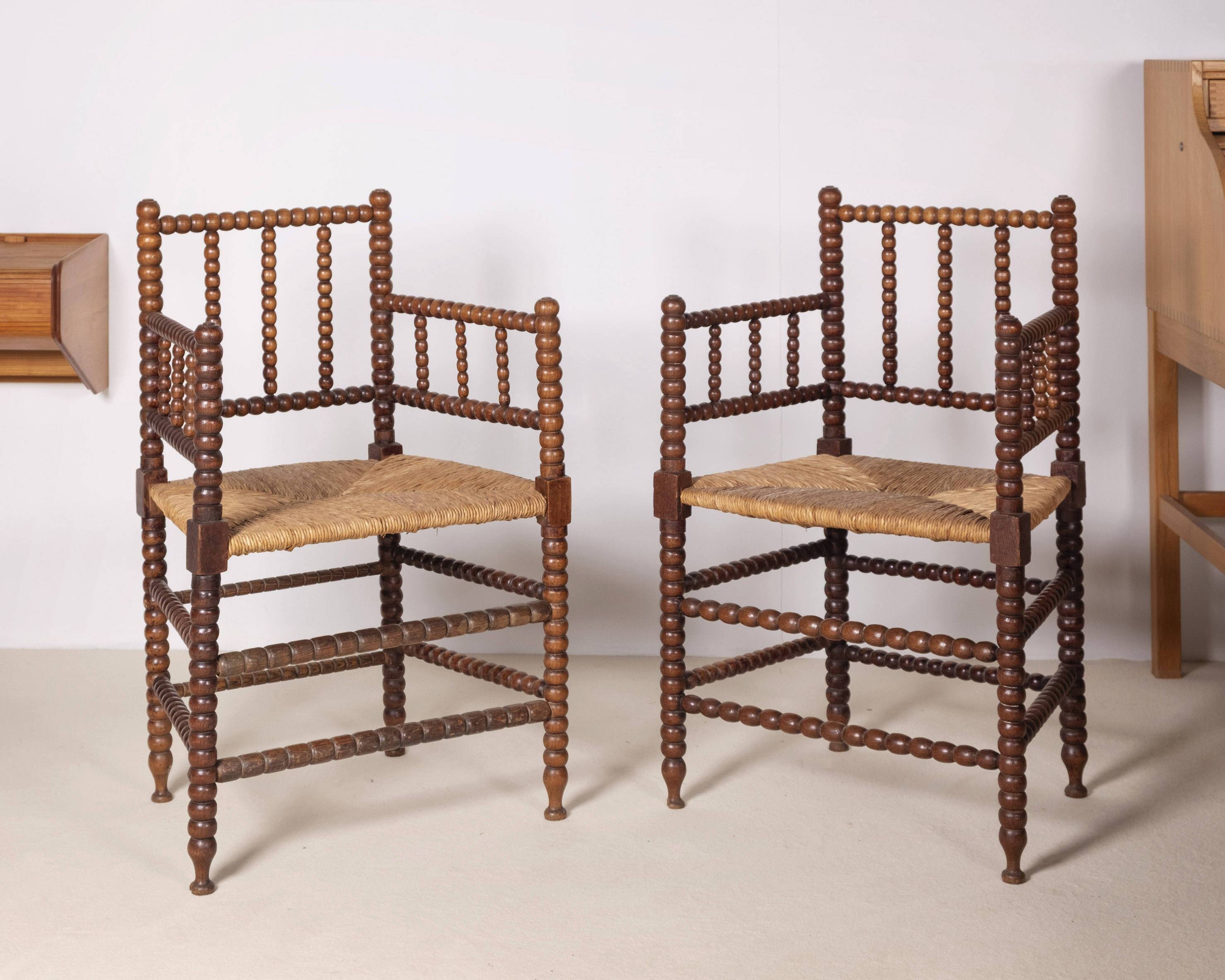 Pair of bobbin chairs