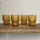 4 vintage amber glasses