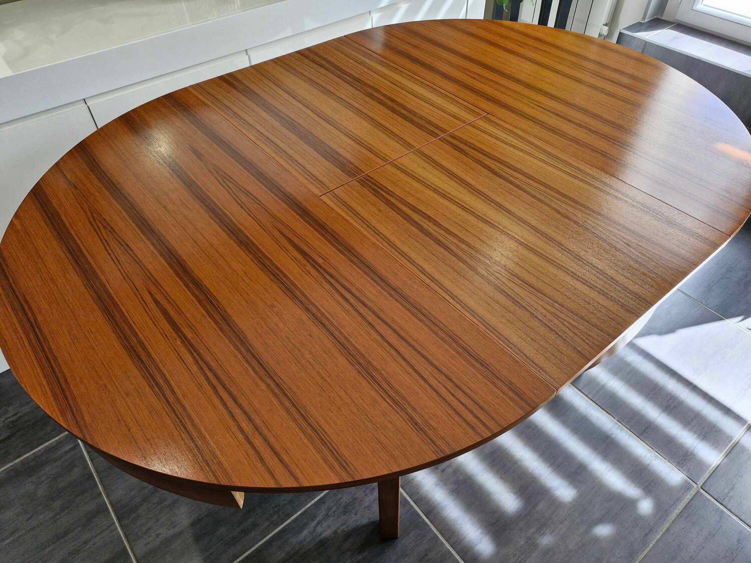 Scandinavian extendable teak round table, 1970s