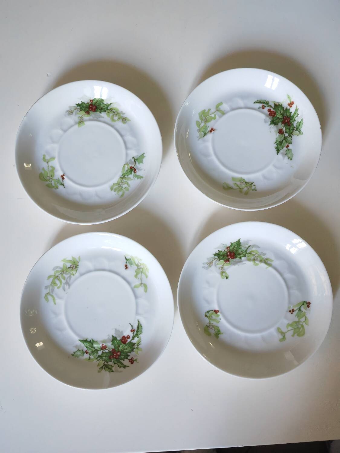 Limoges Christmas saucers