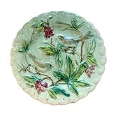 Assiette en barbotine onnaing 2 oiseaux picorant des raisins
