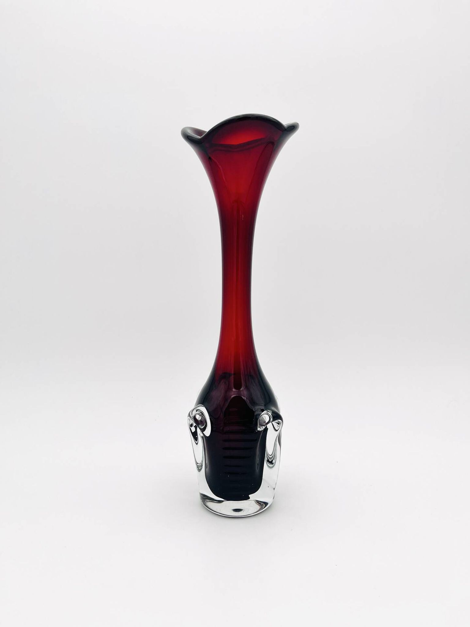 Vase Bo Borgström Åseda Glassworks Jack in the Pulpit Red 31cm 1960