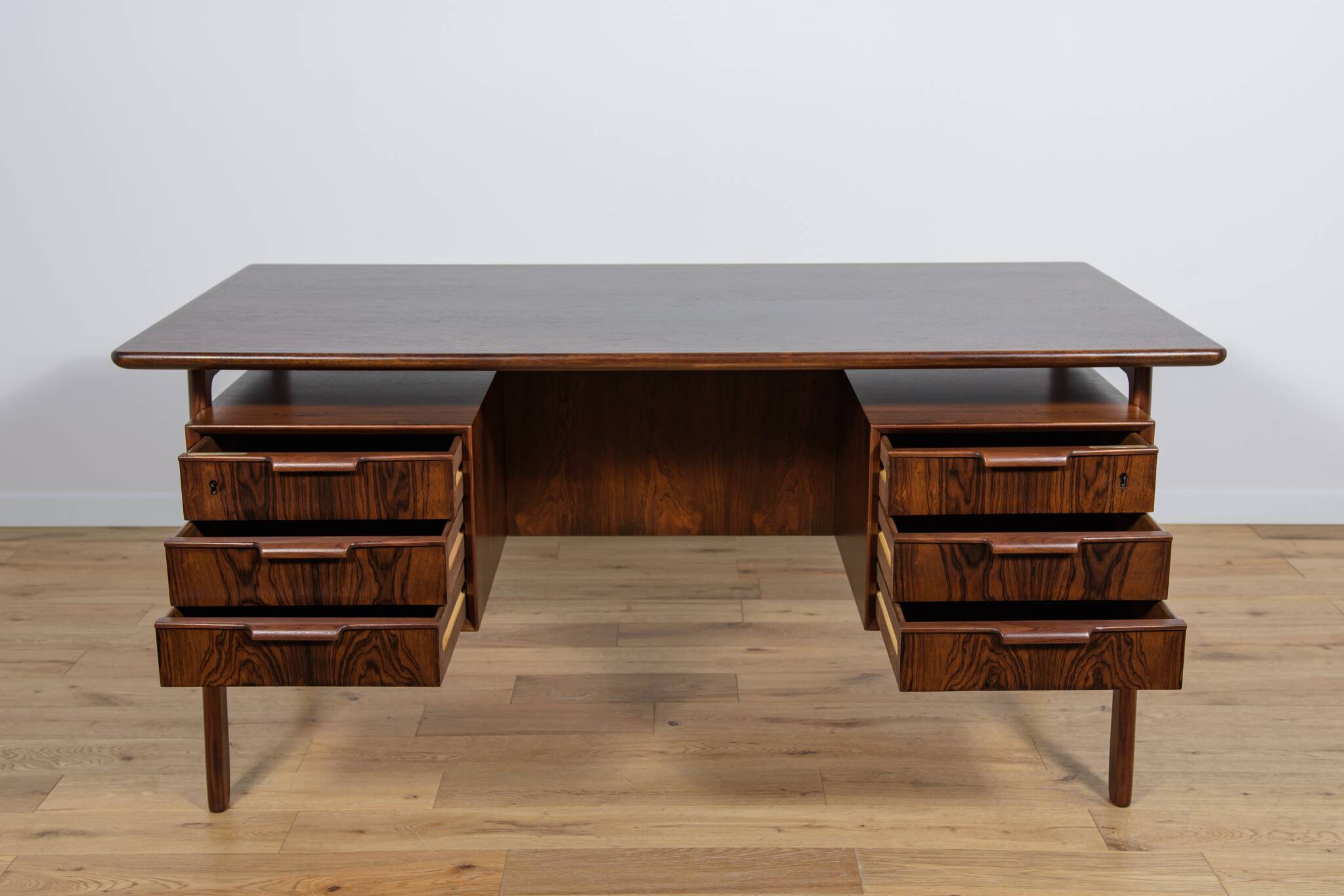 Mid-Century Model 75 Freestanding Teak Desk from Omann Jun, Denmark, 1950s