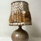 Ceramic table lamp in chamotte stoneware & wool, Alain Blanchard 1970