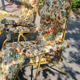 Pair of flowery deckchairs Lafuma 70s