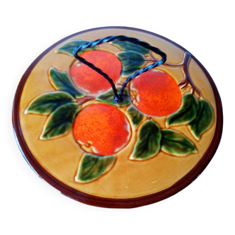 plateau à fromage Vallauris thème oranges année 1970