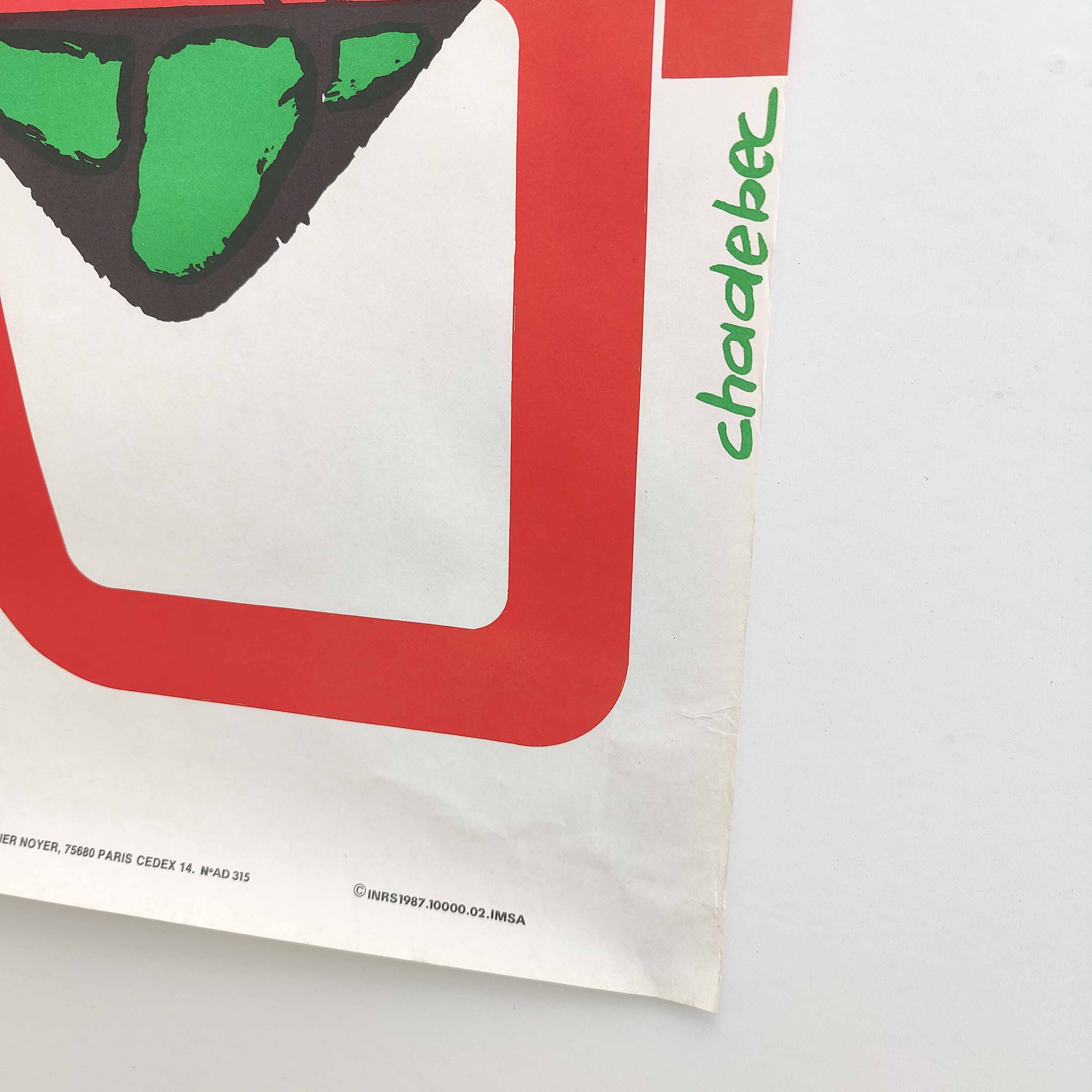 Vintage poster INRS 1987 graphics Chadebec