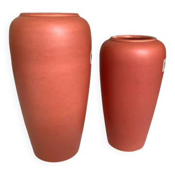 Paire de vases corail Bay Germany asymétriques