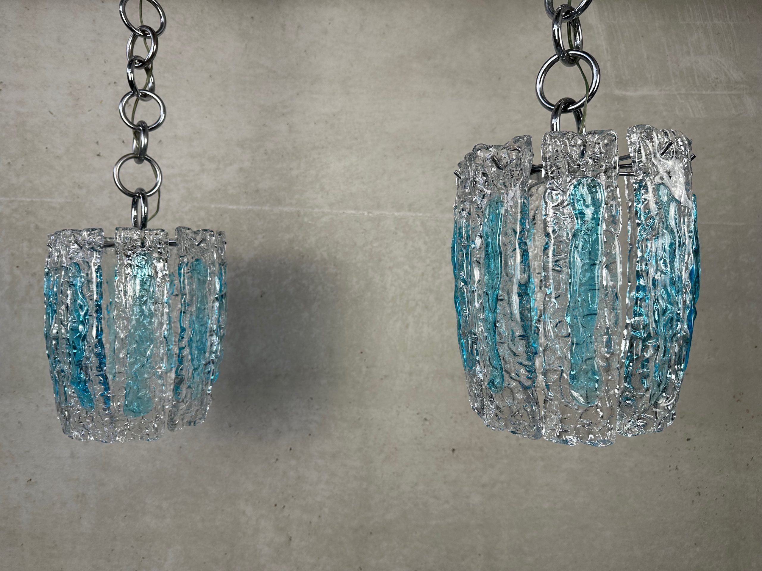 2x vintage Mazzega Murano pendant lamps