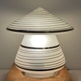 Vintage mushroom-shaped table lamp in Murano glass with wooden base