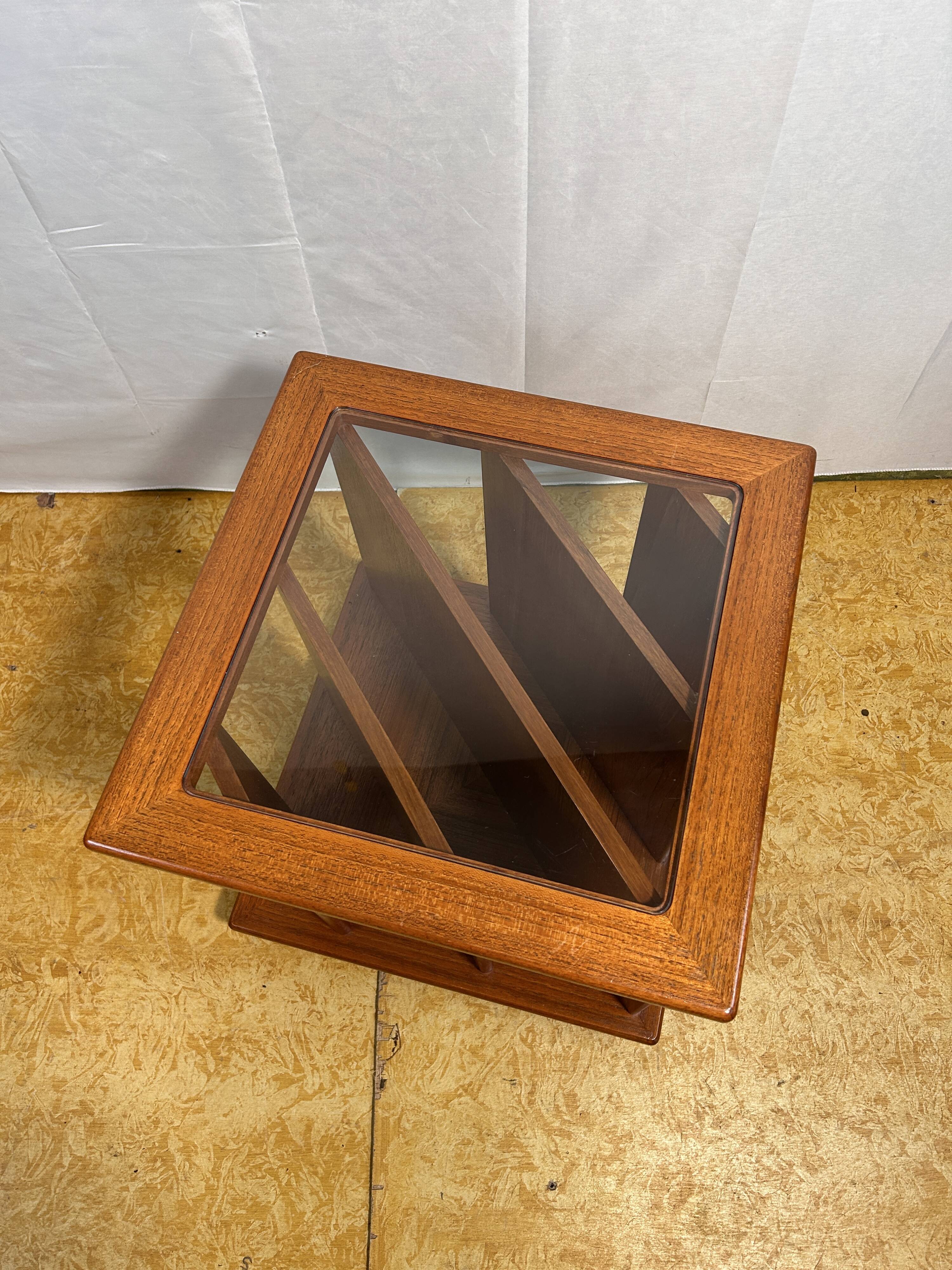 Mid century retro vintage teak coffee table with magazine rack or record 1960