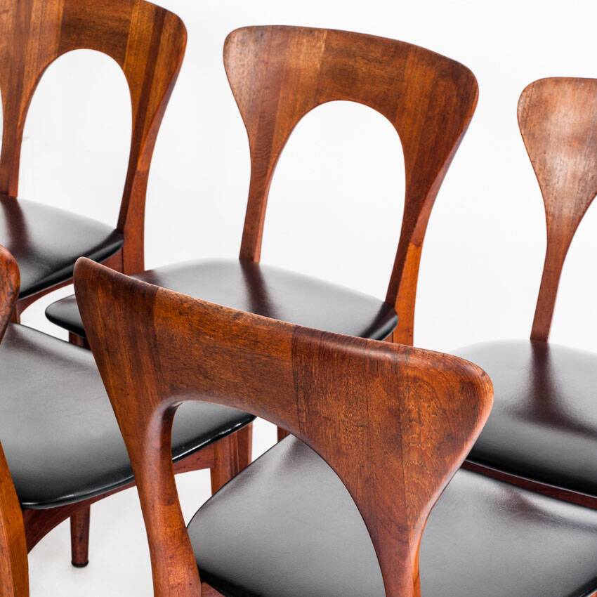 Suite de 6 chaises "Pierre". Palissandre. Niels Koefoed. Danemark, 60s