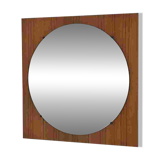 Round mirror from the 60s - 70s on a square wooden frame
