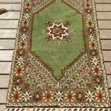 Tapis Rabat Maroc en laine de mouton points réalisés main  167 x 83 cm vintage