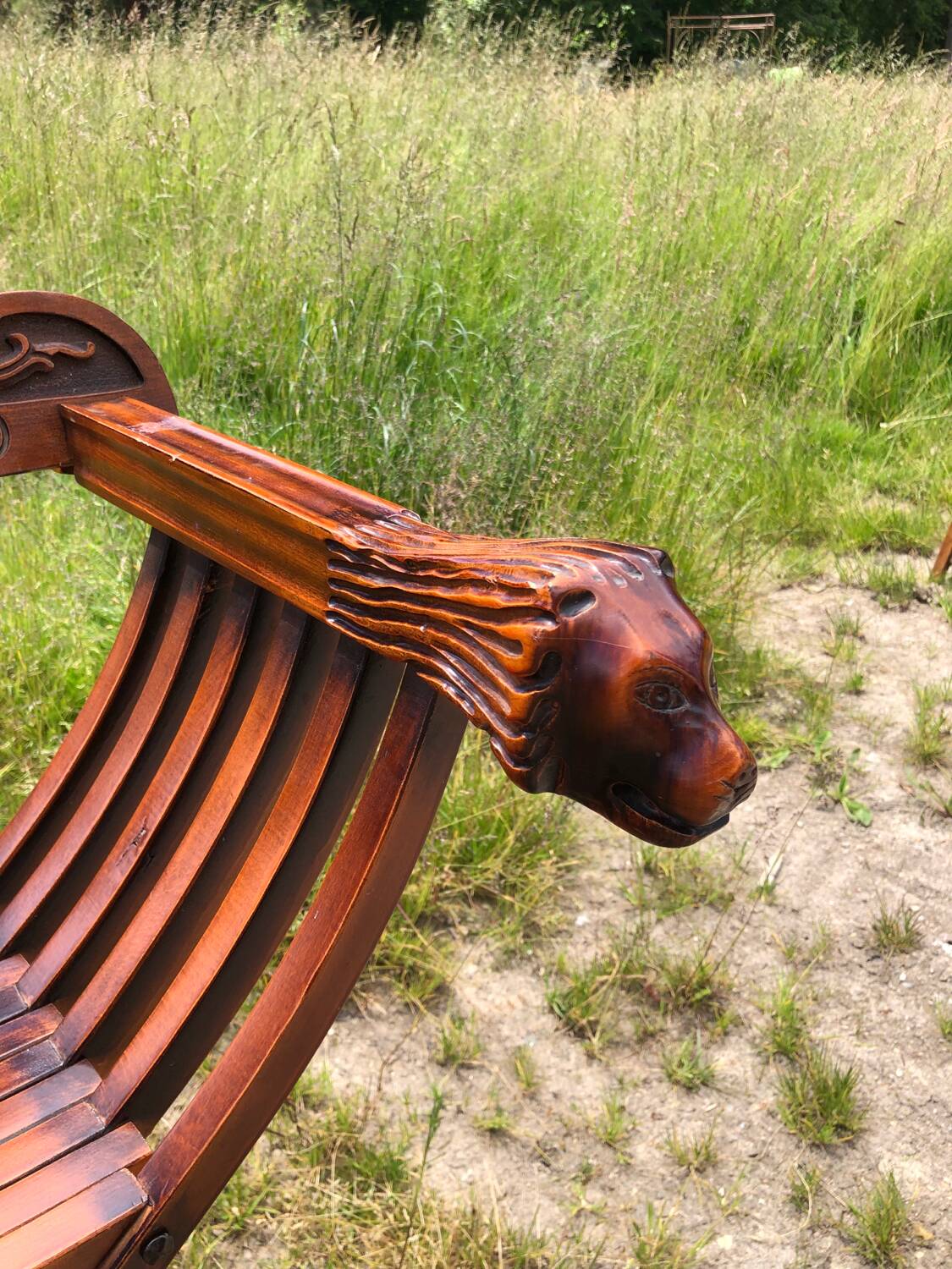 Carved wood Dagobert armchair