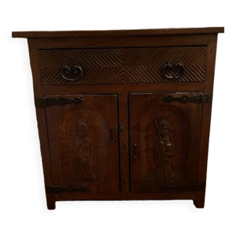 Spanish carved wooden chest of drawers