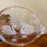 Plateau en verre décor cygnes