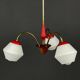 Italian vintage chandelier in brass and milky glass with 3 arms, 1950s.