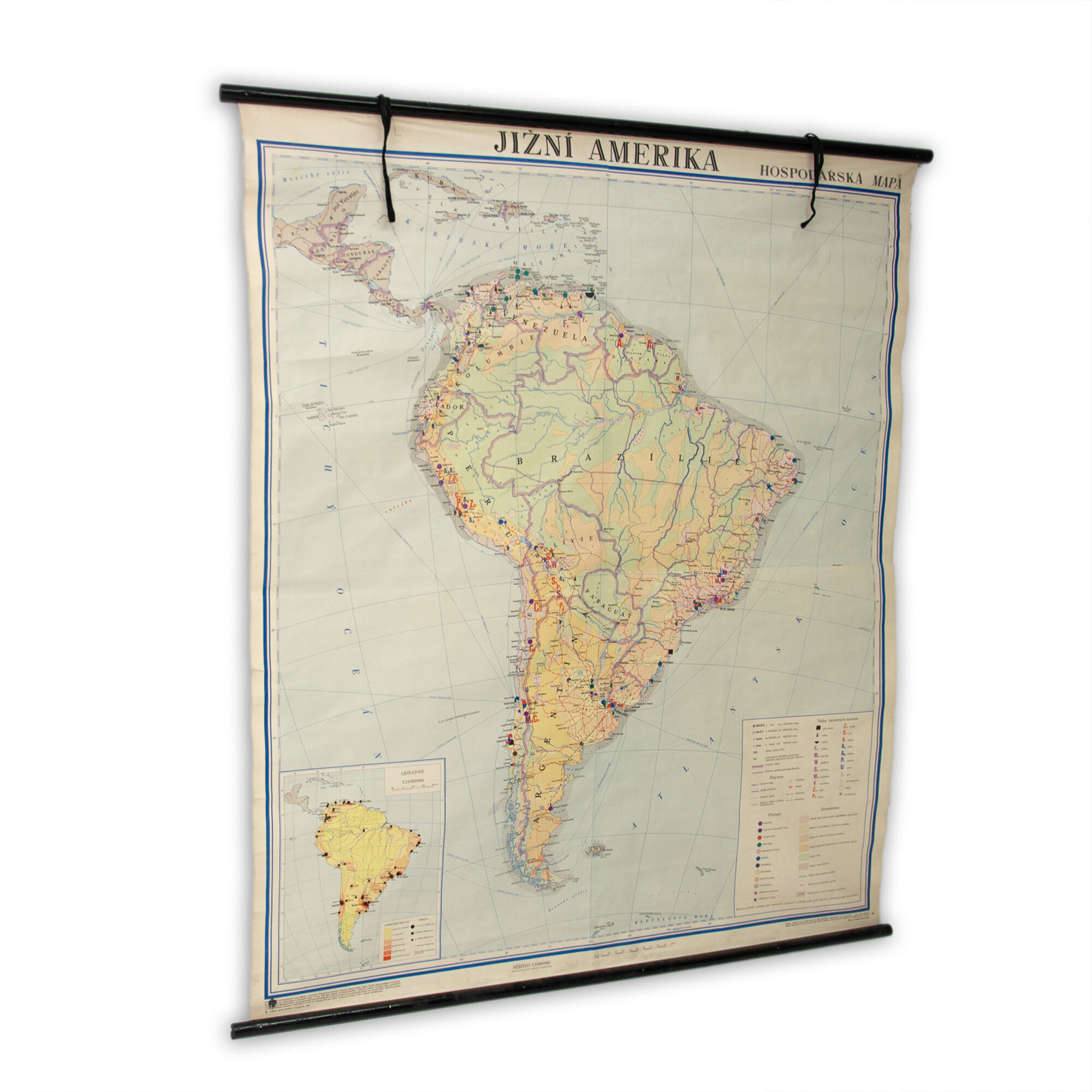 Czechoslovak Vintage school maps of South America, 1960