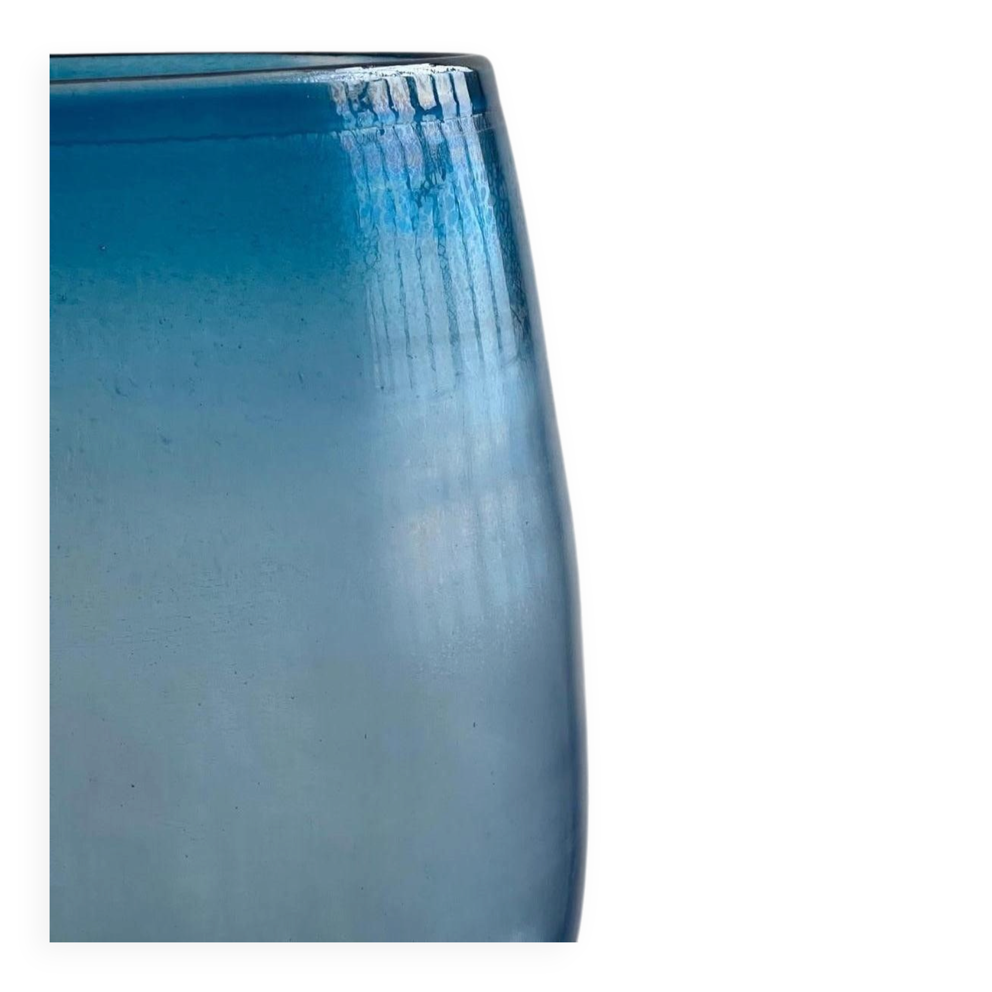 Big Opalescent Vase in Hand Blown Murano Glass, Blue Purple Gold Iridescent