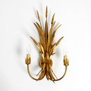 Beautiful large 70s gold-plated 2-armed metal wall lamp by Hans Kögl