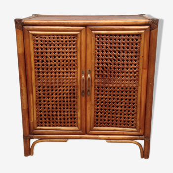 Vintage wooden buffet and rattan canning