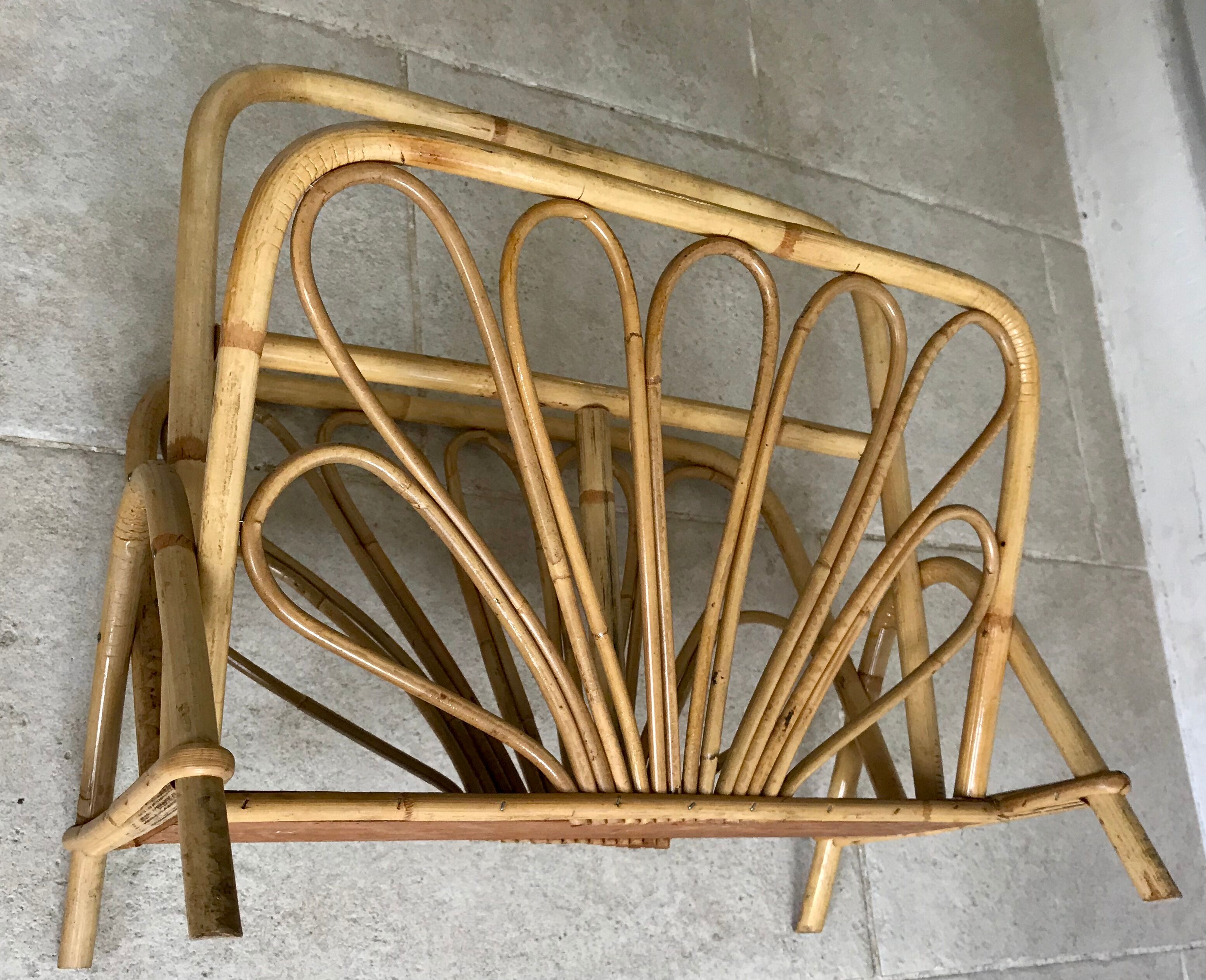 Vintage rattan magazine holder