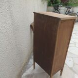 Art Deco chest of drawers in raw wood with 5 drawers.