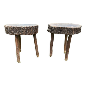 Paire de tabourets tripodes