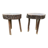 Paire de tabourets tripodes