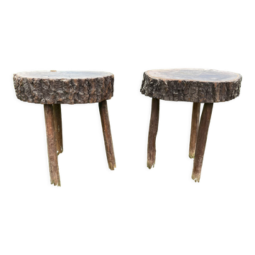 Paire de tabourets tripodes