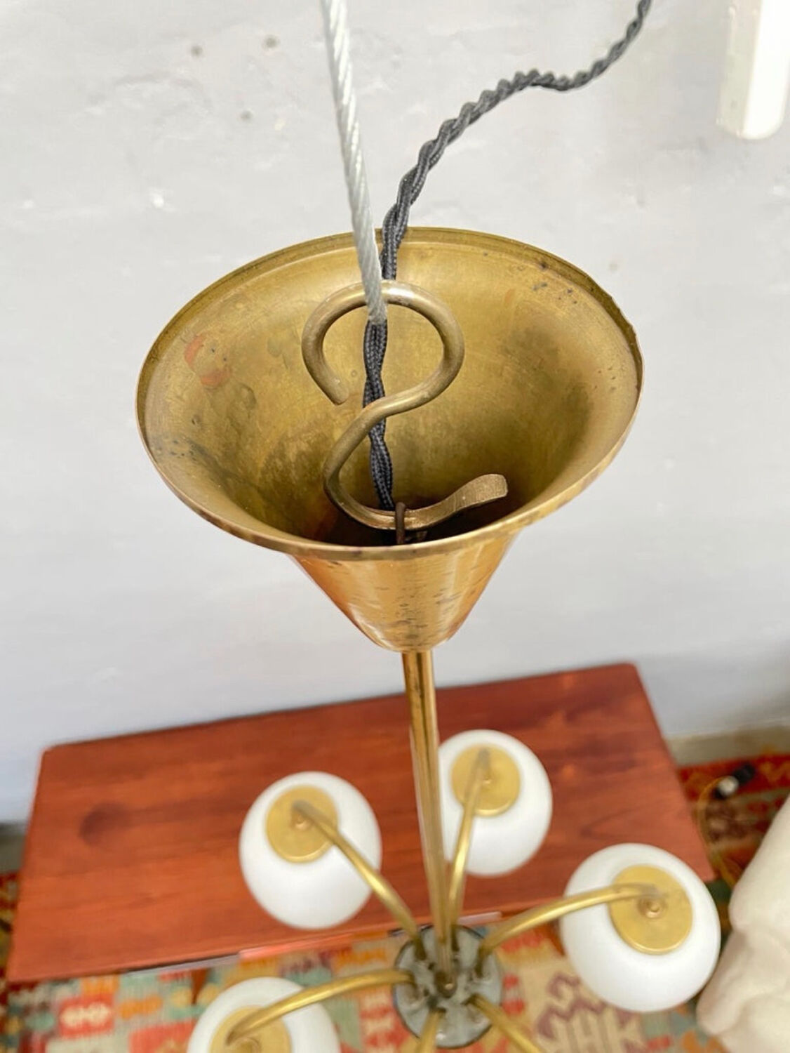 Danish Modernist 6 Arm Chandelier by LYFA