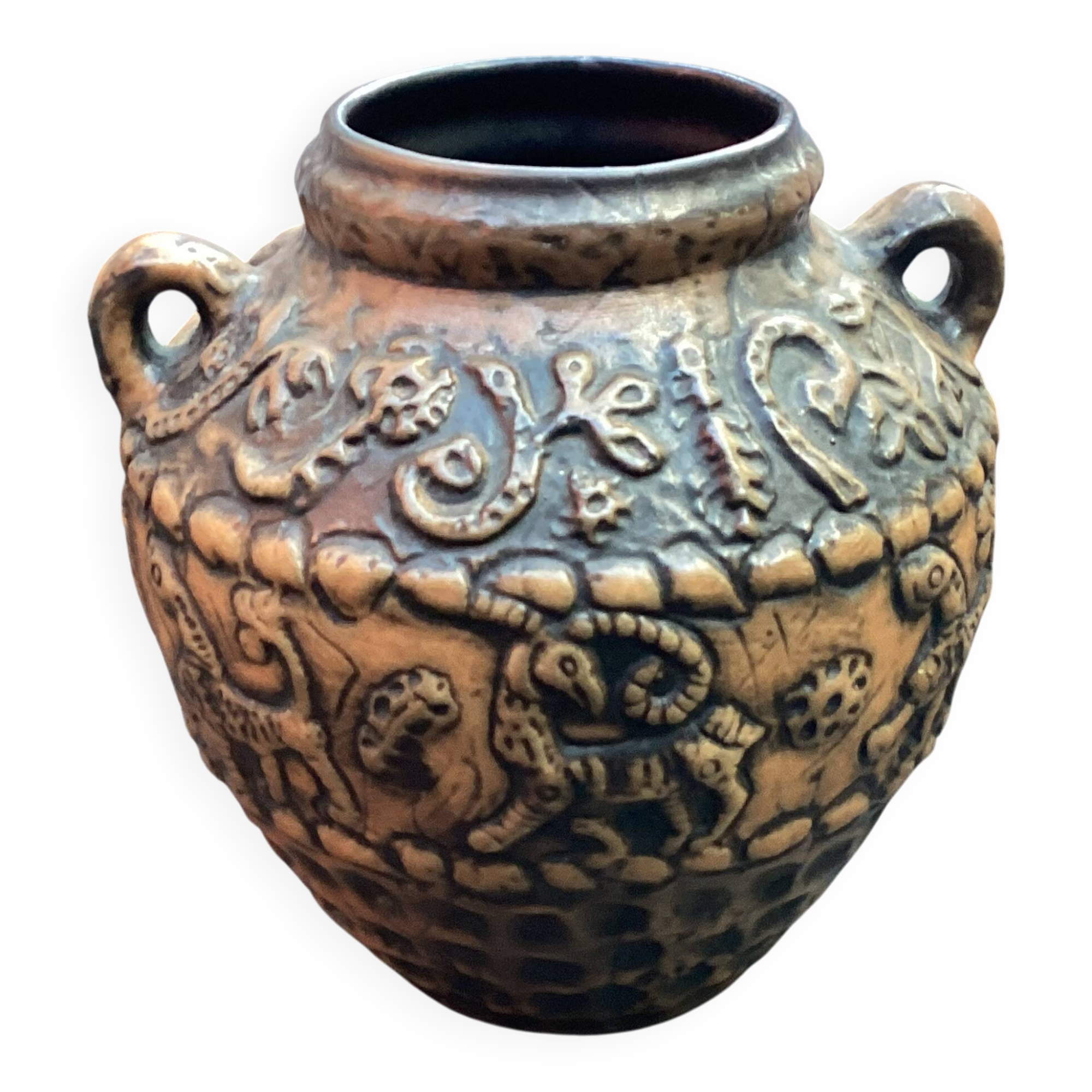 Jasba Germany vase with animal decoration, 1960s-70s