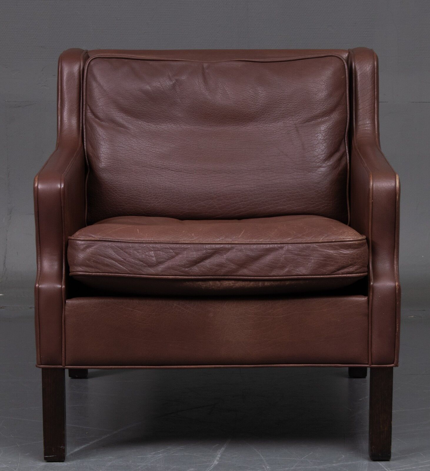 Three-seater leather sofa and one-seater armchair, scandinavian style